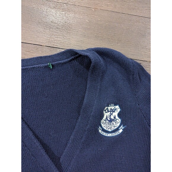Womens Lauren Ralph Lauren Navy Nautical Heavy Cardigan Button Up Sz M/L Read - Picture 6 of 6